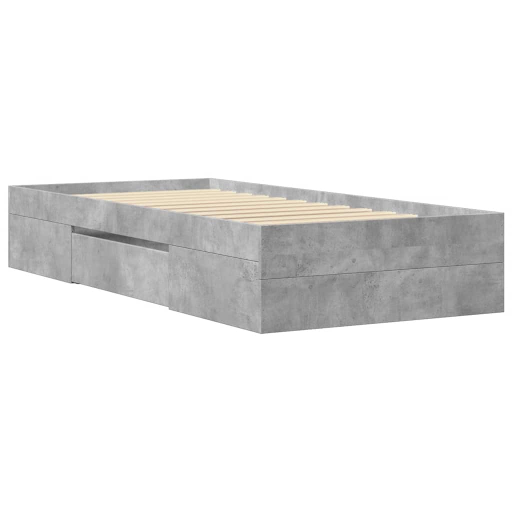 Okvir kreveta boja betona 100x200 cm od konstruiranog drva
