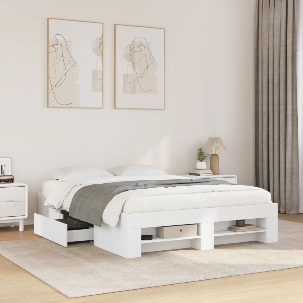 Okvir za krevet bijela 140x190 cm konstruirano drvo