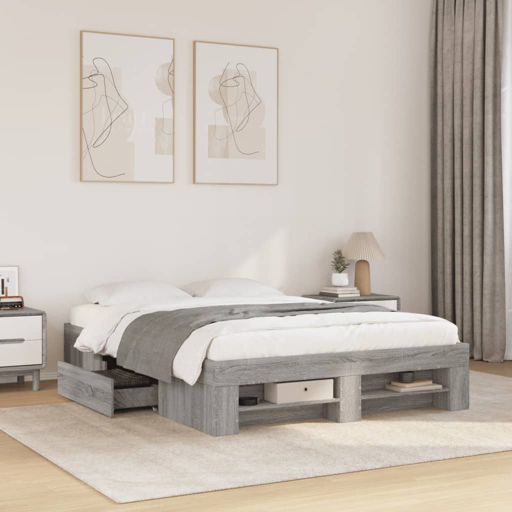 Okvir za krevet boja hrasta 140x190 cm od konstruiranog drva