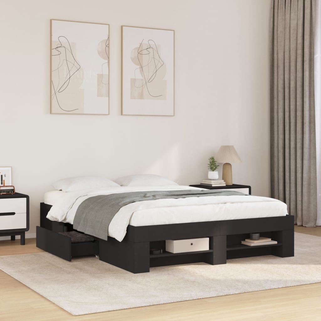 Okvir za krevet crni 135x190 cmkonstruirano drvo