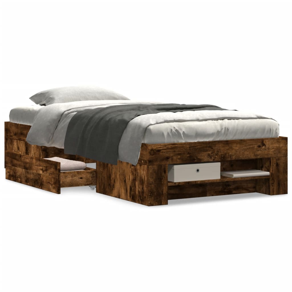 Okvir kreveta bez madraca dimljena boja hrasta 75x190 cm drveni