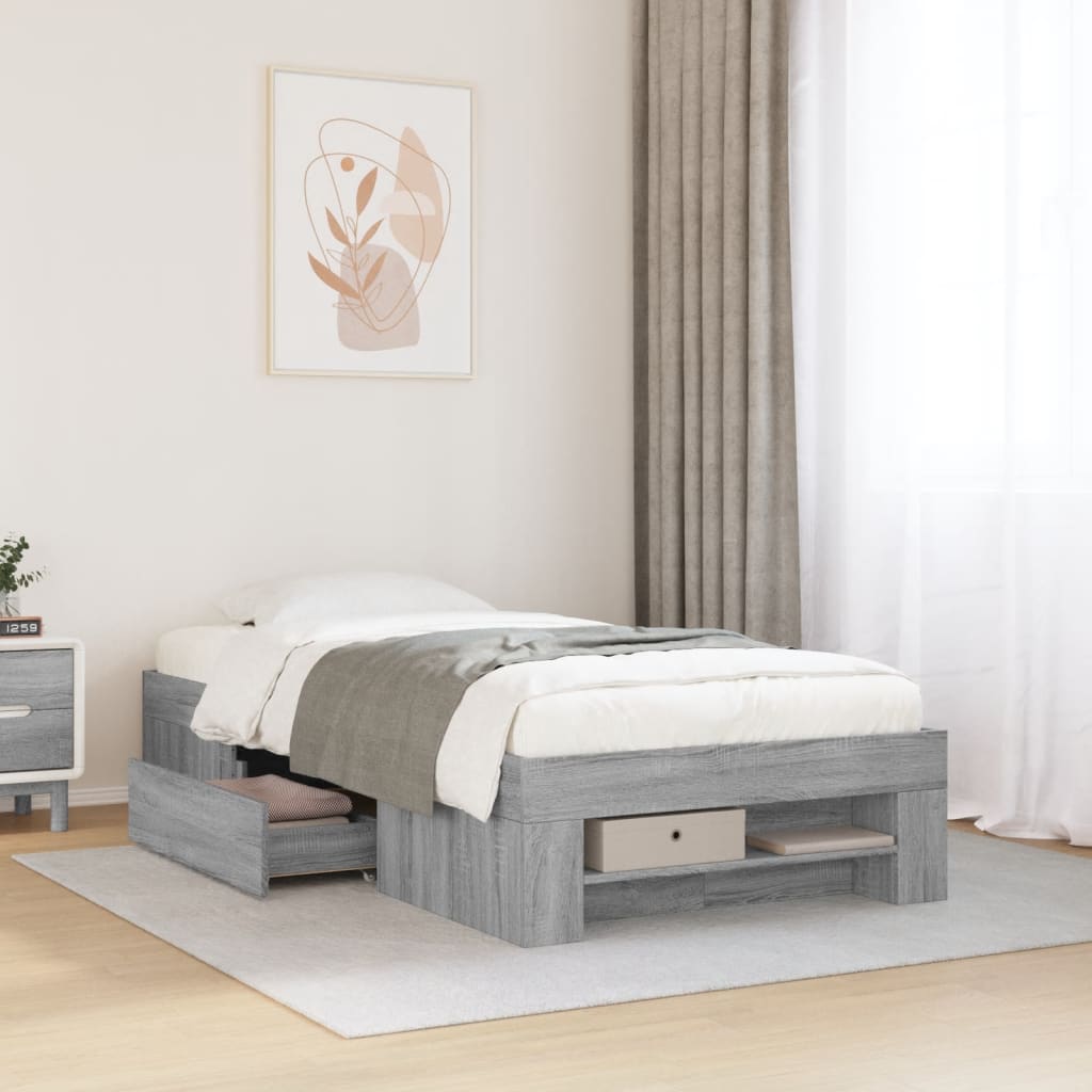 Okvir za krevet boja hrasta 75 x 190 cm od konstruiranog drva