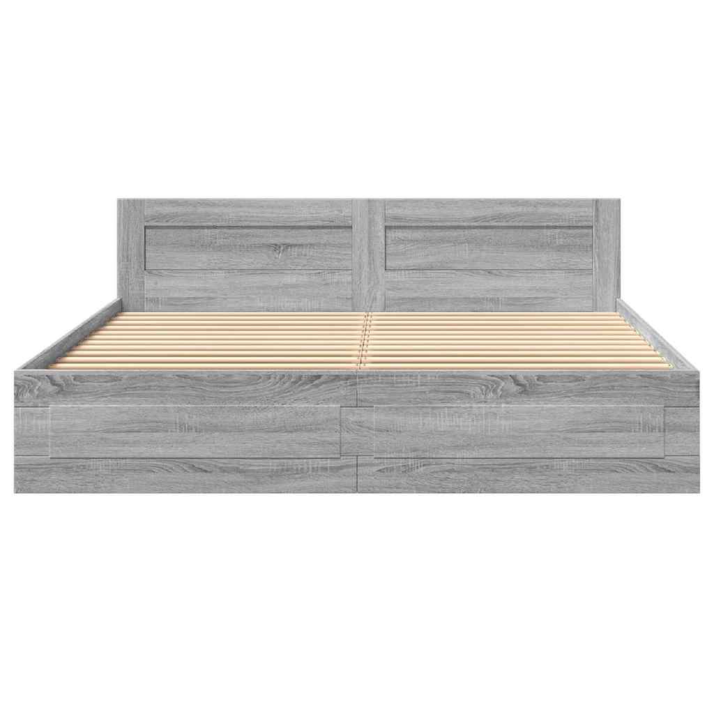 Okvir za krevet s uzglavljem siva boja hrasta 180x200 cm drveni