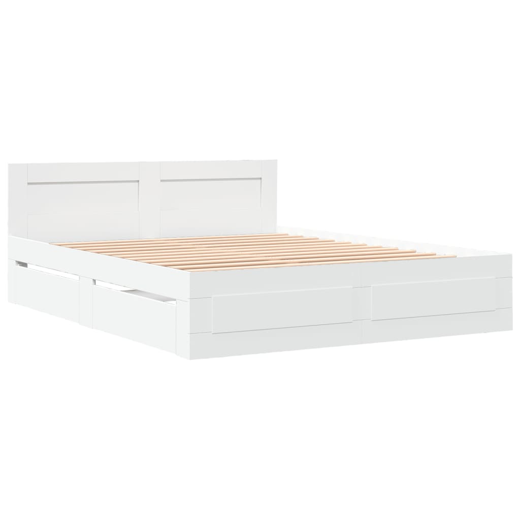 Okvir za krevet s uzglavljem bijeli 150x200cm konstruirano drvo