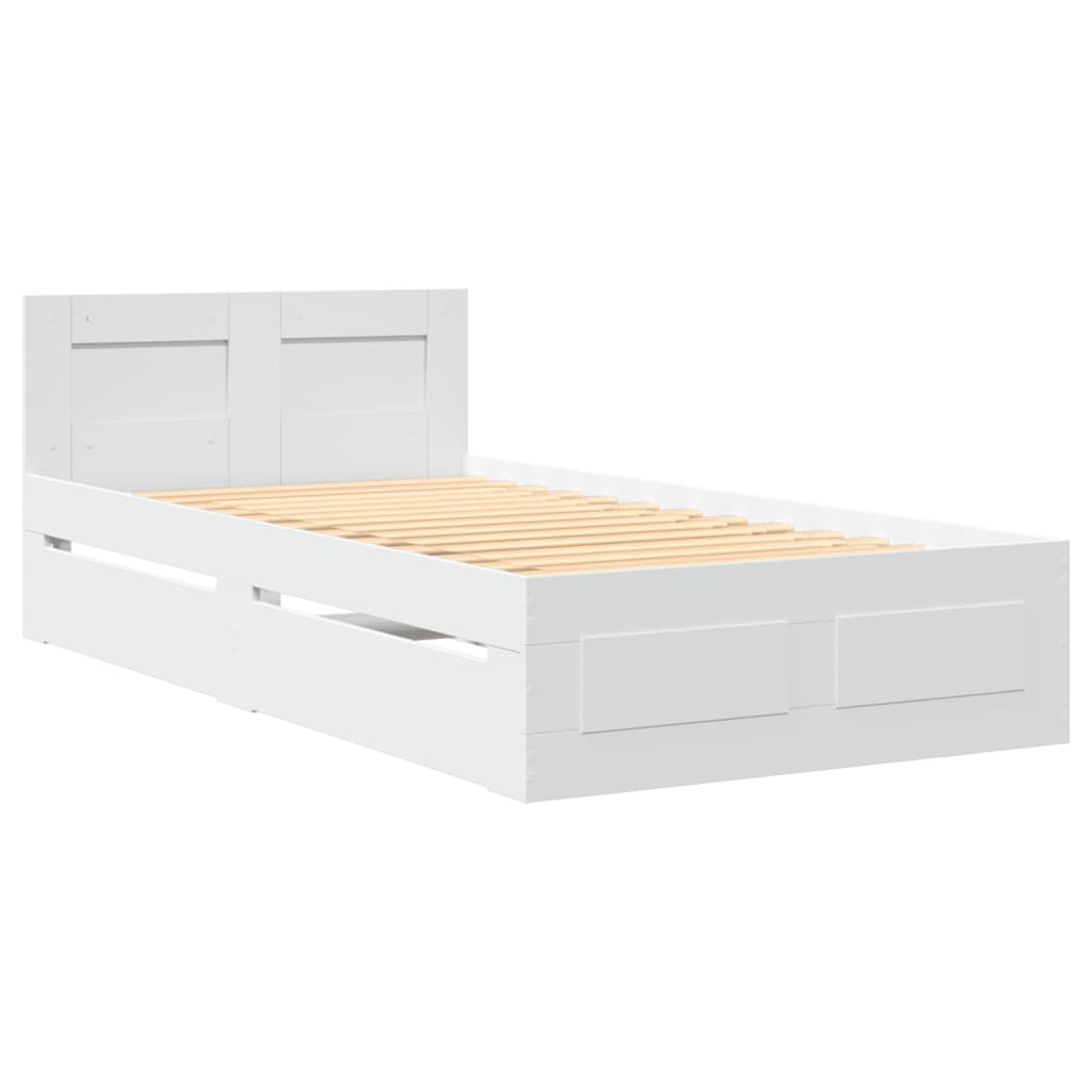 Okvir za krevet s uzglavljem bijeli 75x190 cm konstruirano drvo