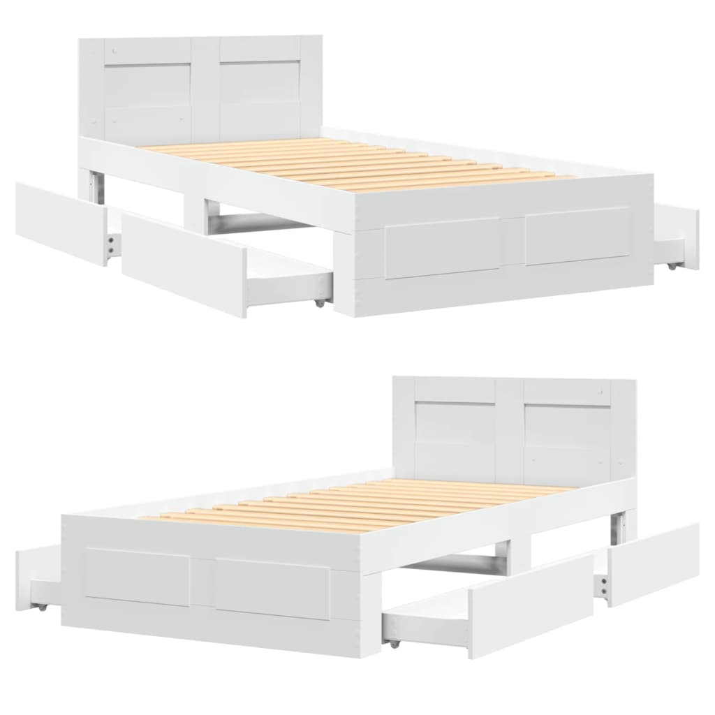 Okvir za krevet s uzglavljem bijeli 75x190 cm konstruirano drvo