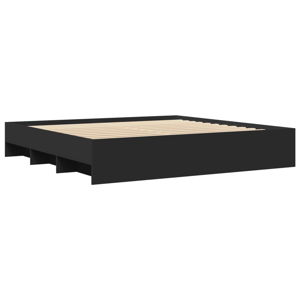 Okvir za krevet crni 200 x 200 cm konstruirano drvo