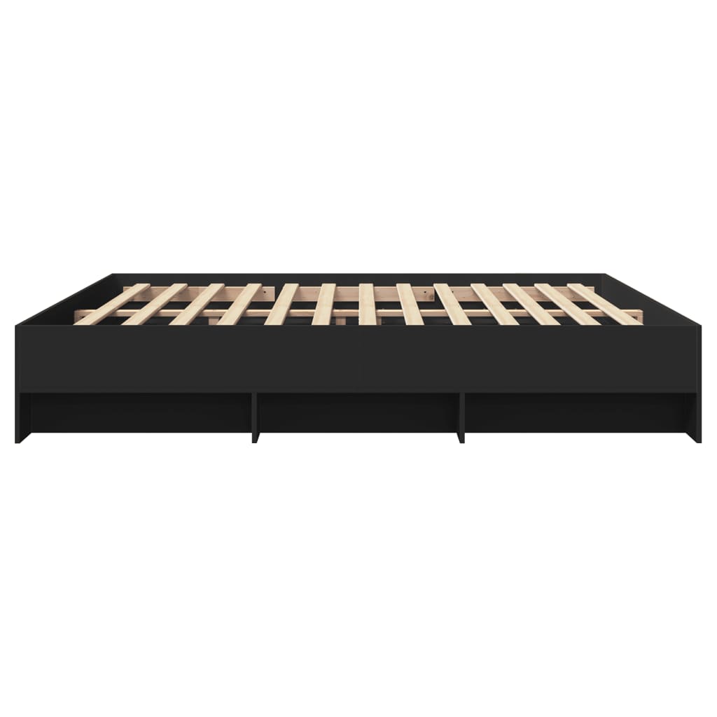 Okvir za krevet crni 200 x 200 cm konstruirano drvo