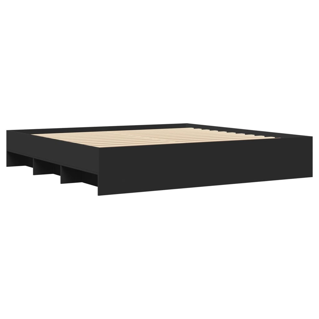 Okvir za krevet crni 200 x 200 cm konstruirano drvo
