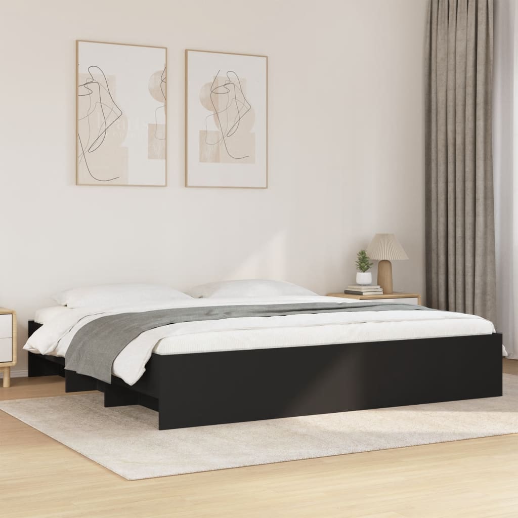 Okvir za krevet crni 200 x 200 cm konstruirano drvo