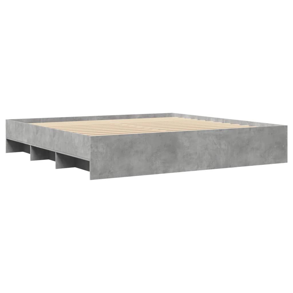 Okvir kreveta boja betona 200x200 cm od konstruiranog drva