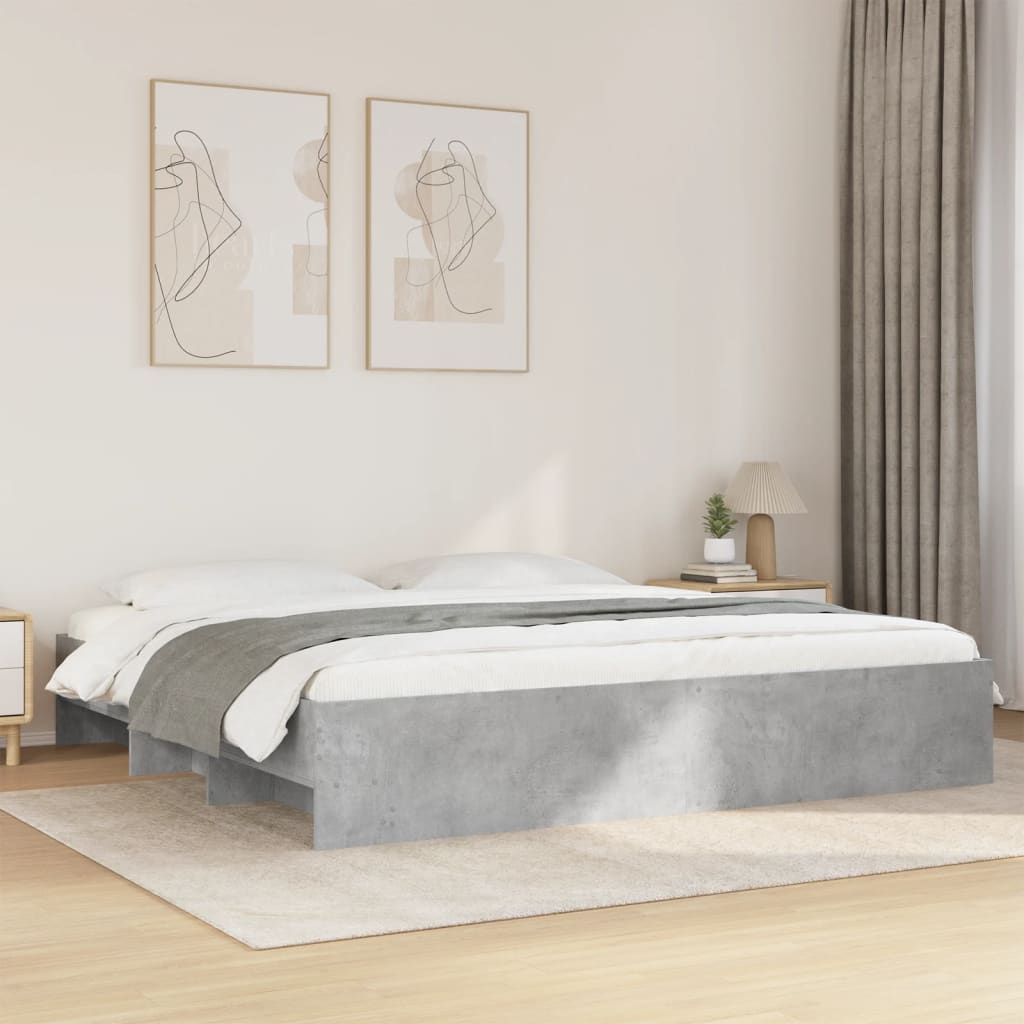 Okvir kreveta boja betona 200x200 cm od konstruiranog drva