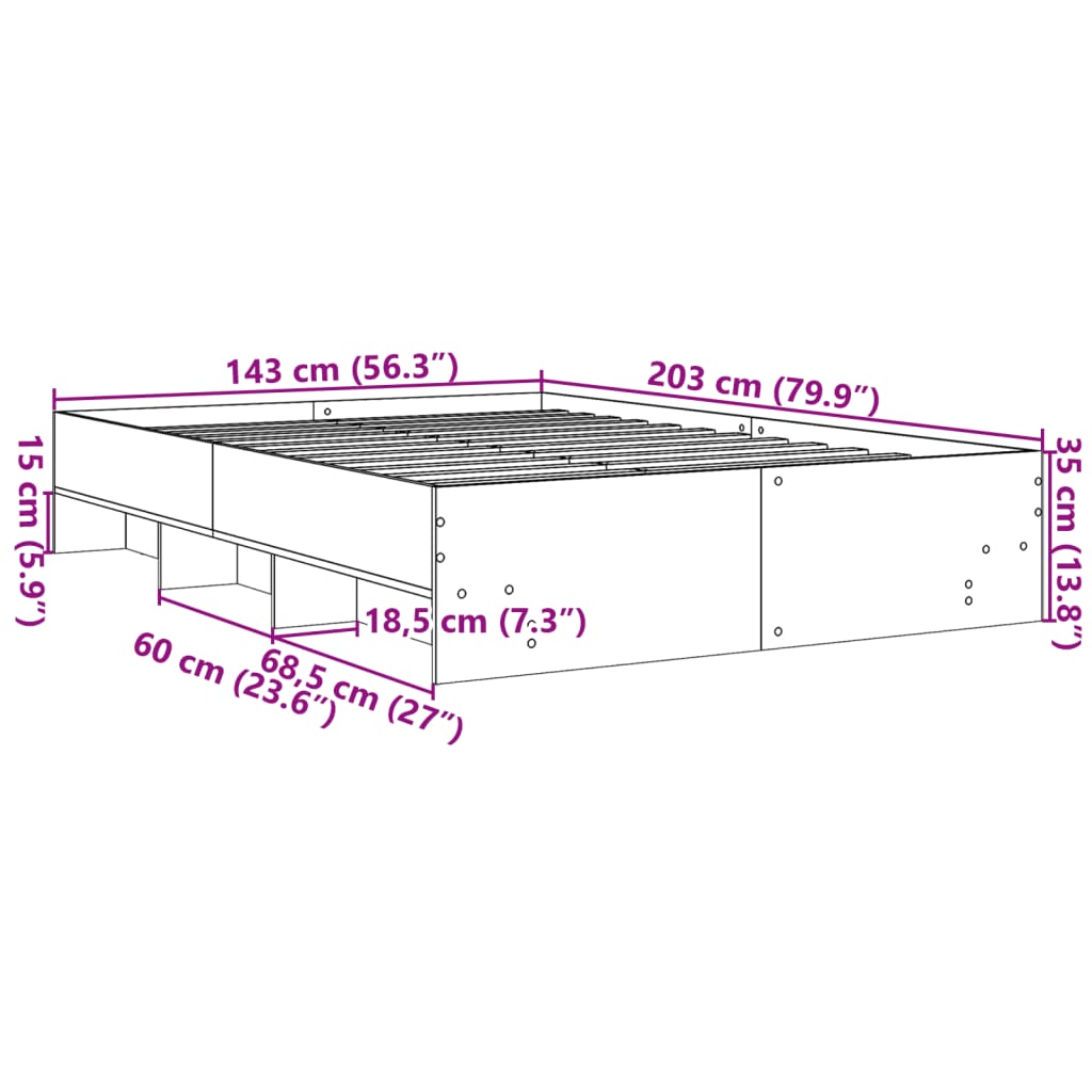 Okvir kreveta bijeli 140 x 200 cm od konstruiranog drva