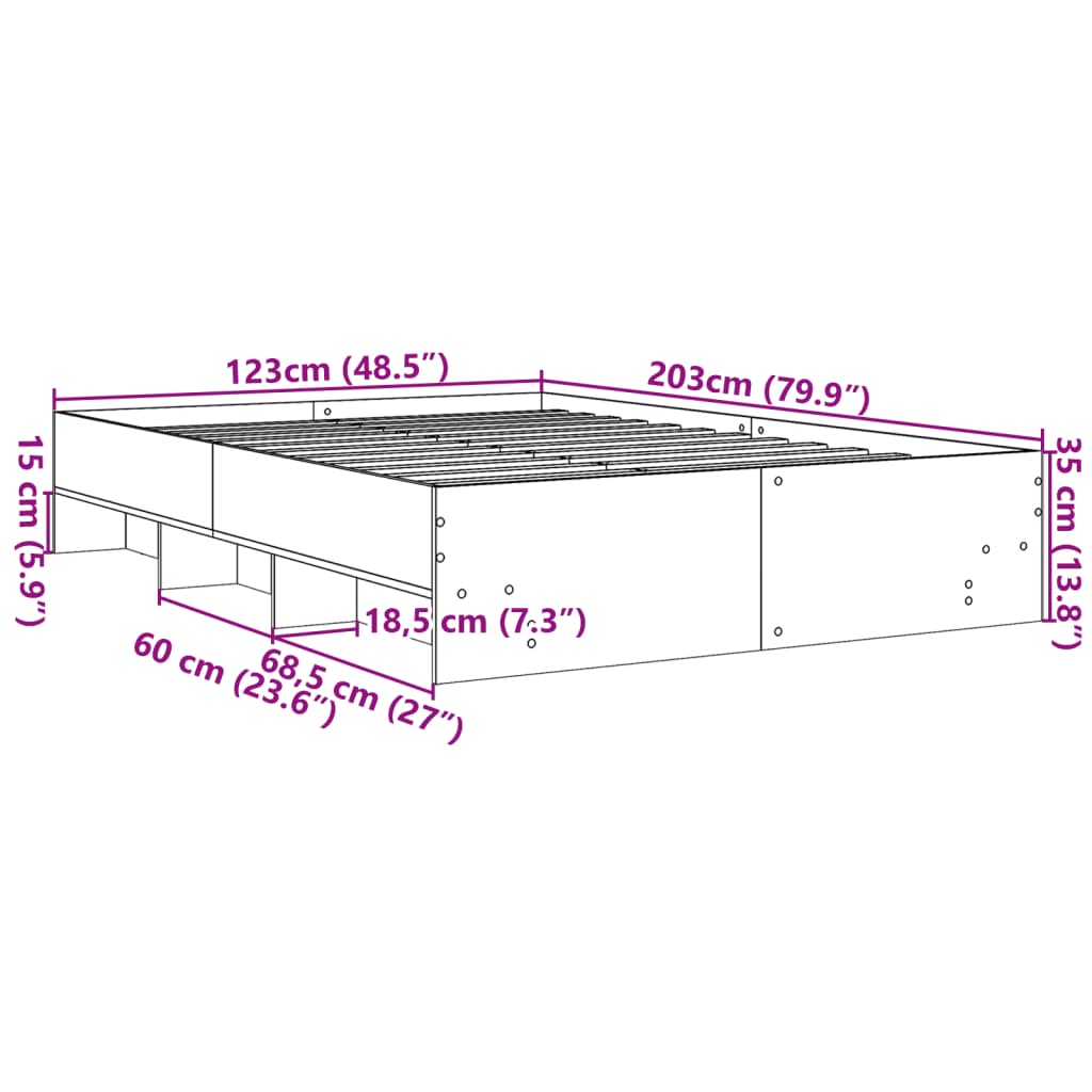 Okvir kreveta crni 120 x 200 cm od konstruiranog drva