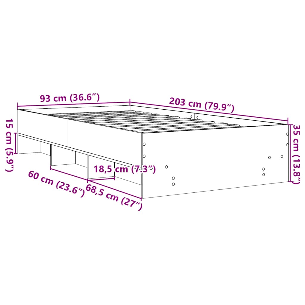Okvir za krevet bijeli 90x200 cm konstruirano drvo