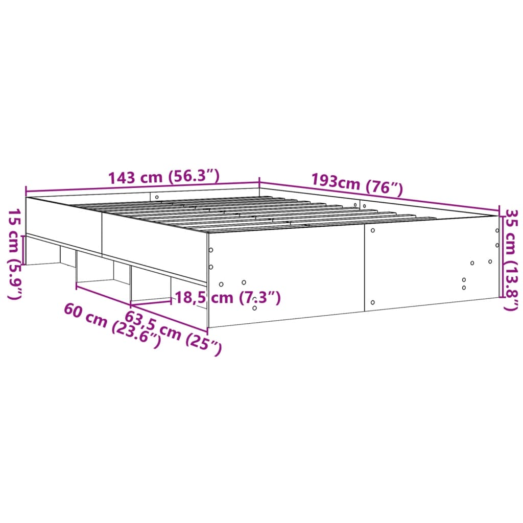 Okvir za krevet crni 140x190 cm konstruirano drvo