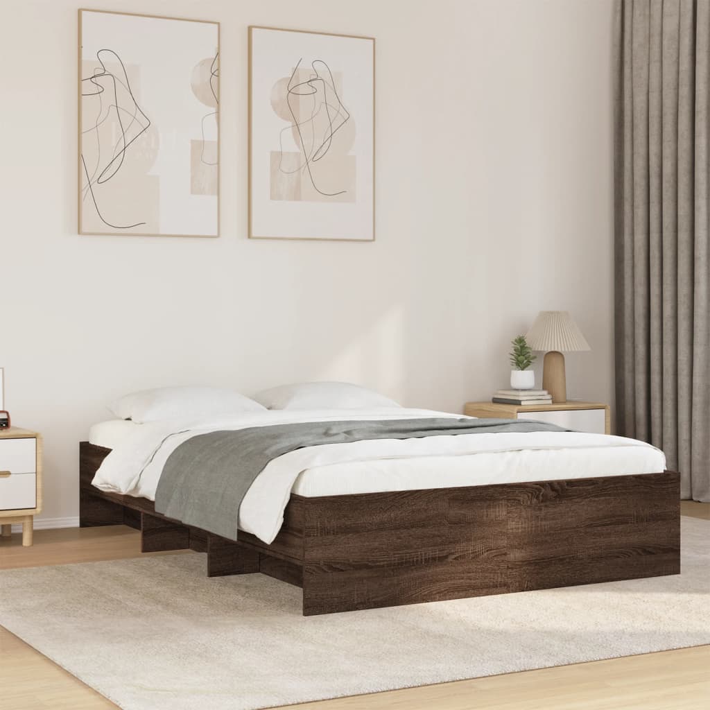 Okvir za krevet smeđi hrast 135x190 cm konstruirano drvo