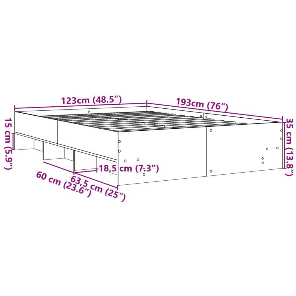 Okvir za krevet crni 120x190 cm konstruirano drvo