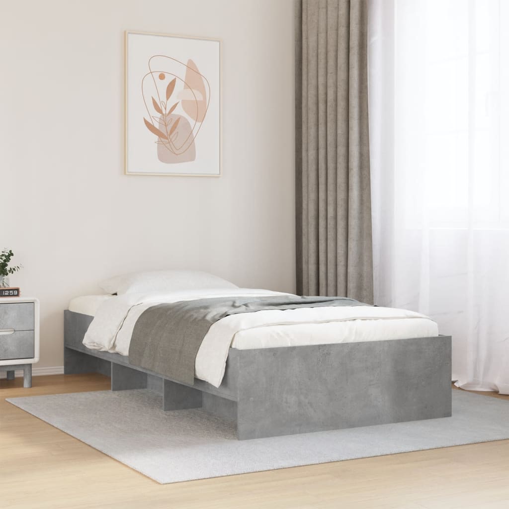 Okvir kreveta boja betona 75x190 cm od konstruiranog drva