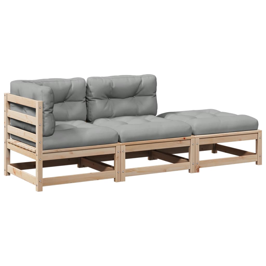 3-dijelni set vrtnih sofa od masivne borovine s jastucima