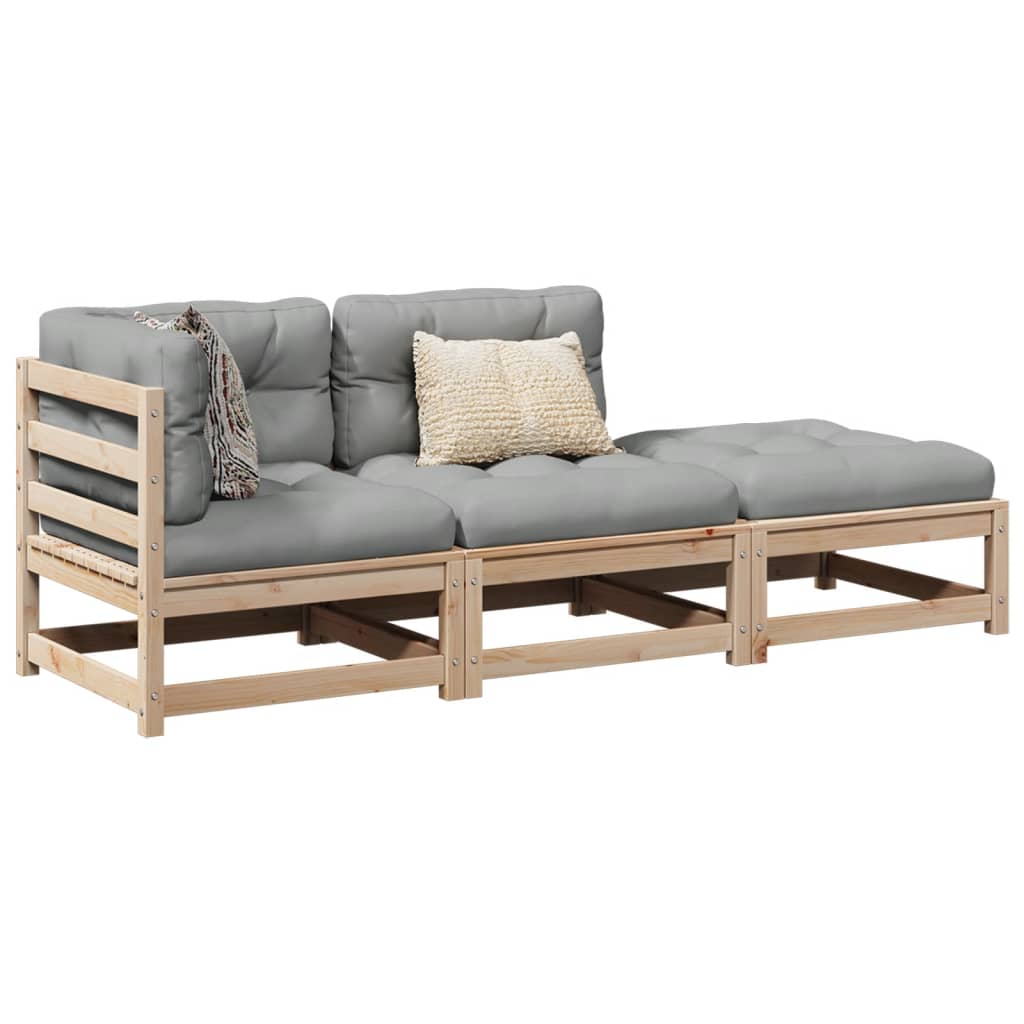 3-dijelni set vrtnih sofa od masivne borovine s jastucima