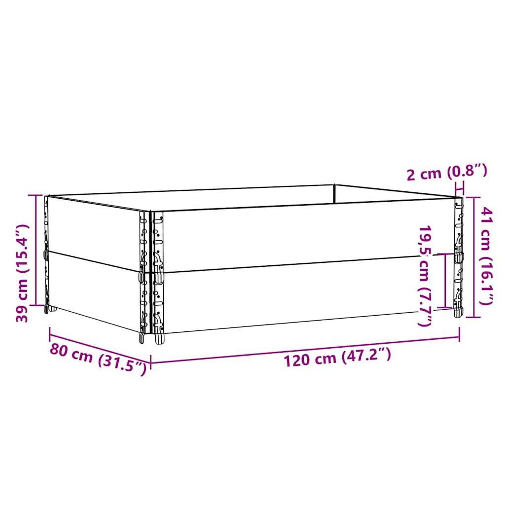 Okviri za palete 2 kom 120 x 80 cm od masivne borovine