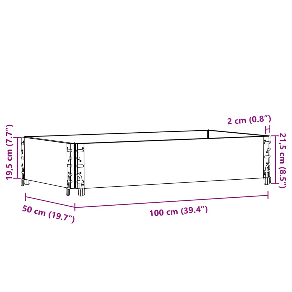 Okvir za palete crni 100 x 50 cm od masivne borovine