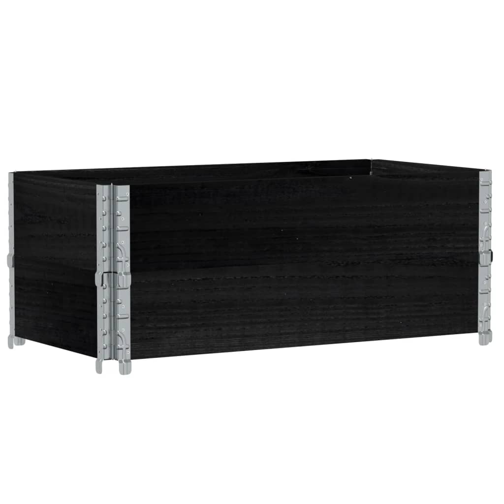 Okviri za palete 2 kom crni 100 x 50 cm od masivne borovine