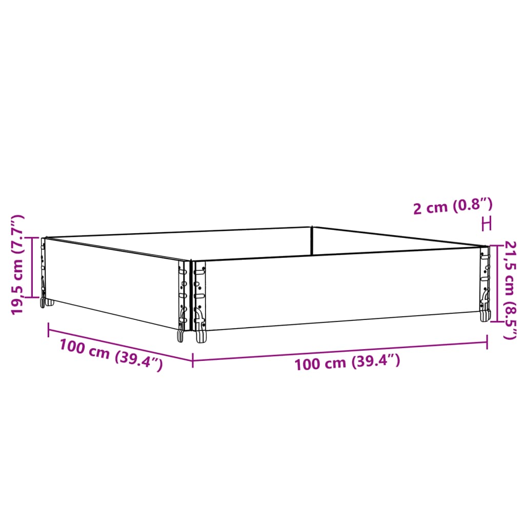 Okviri za palete crni 100x100 cm od masivne borovine