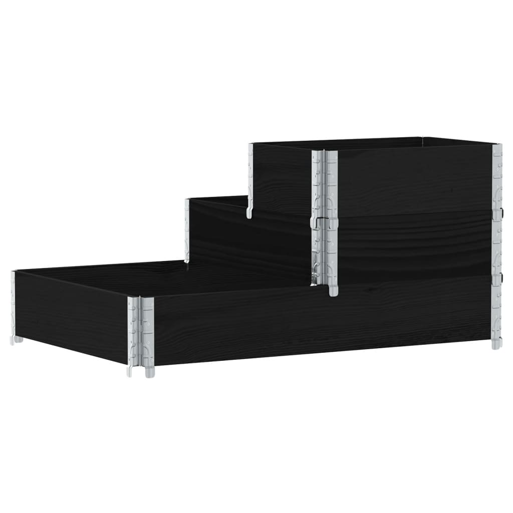Povišena gredica s 3 razine crna 120 x 80 cm masivna borovina