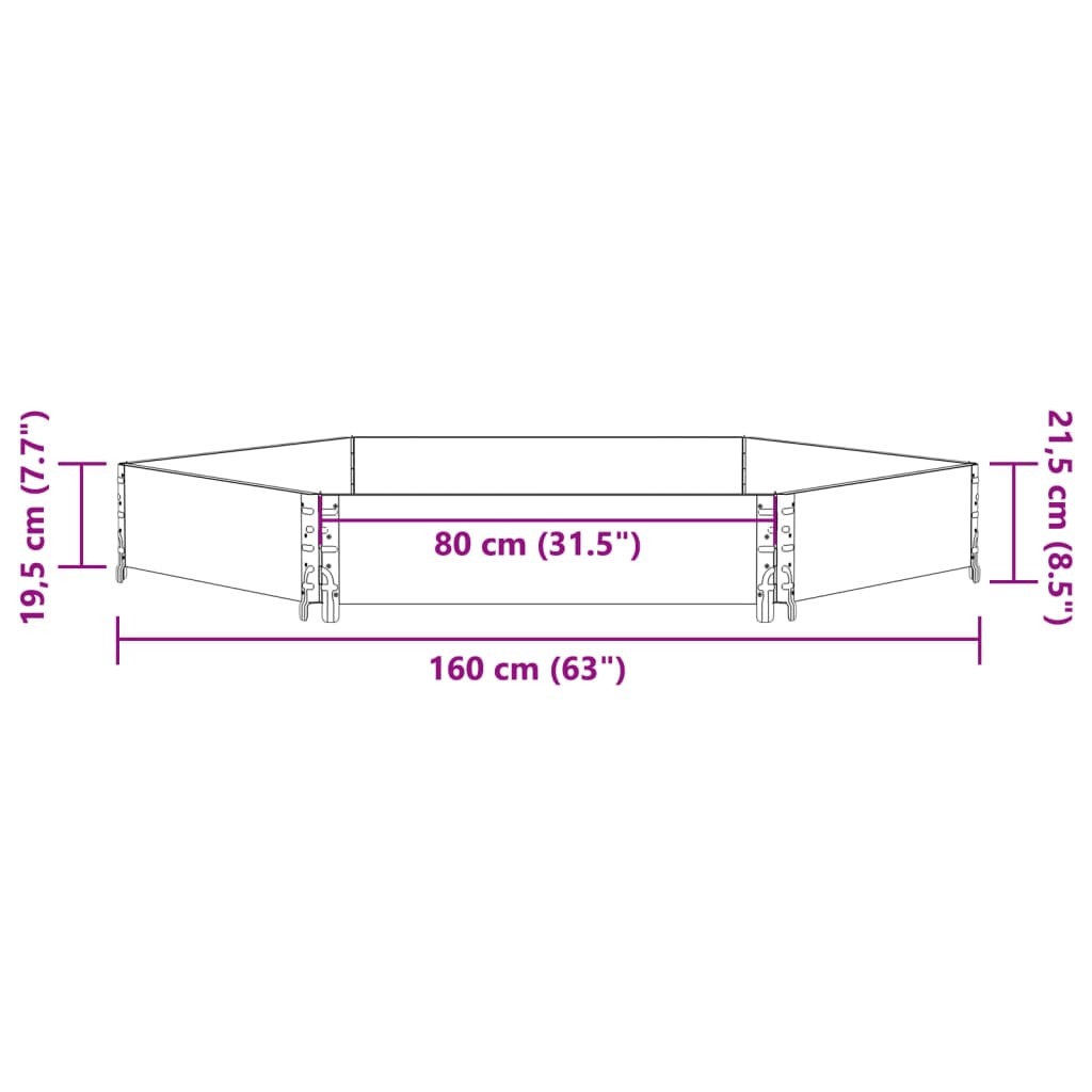 Povišena gredica šesterokutna crna 160x160 cm masivna borovina