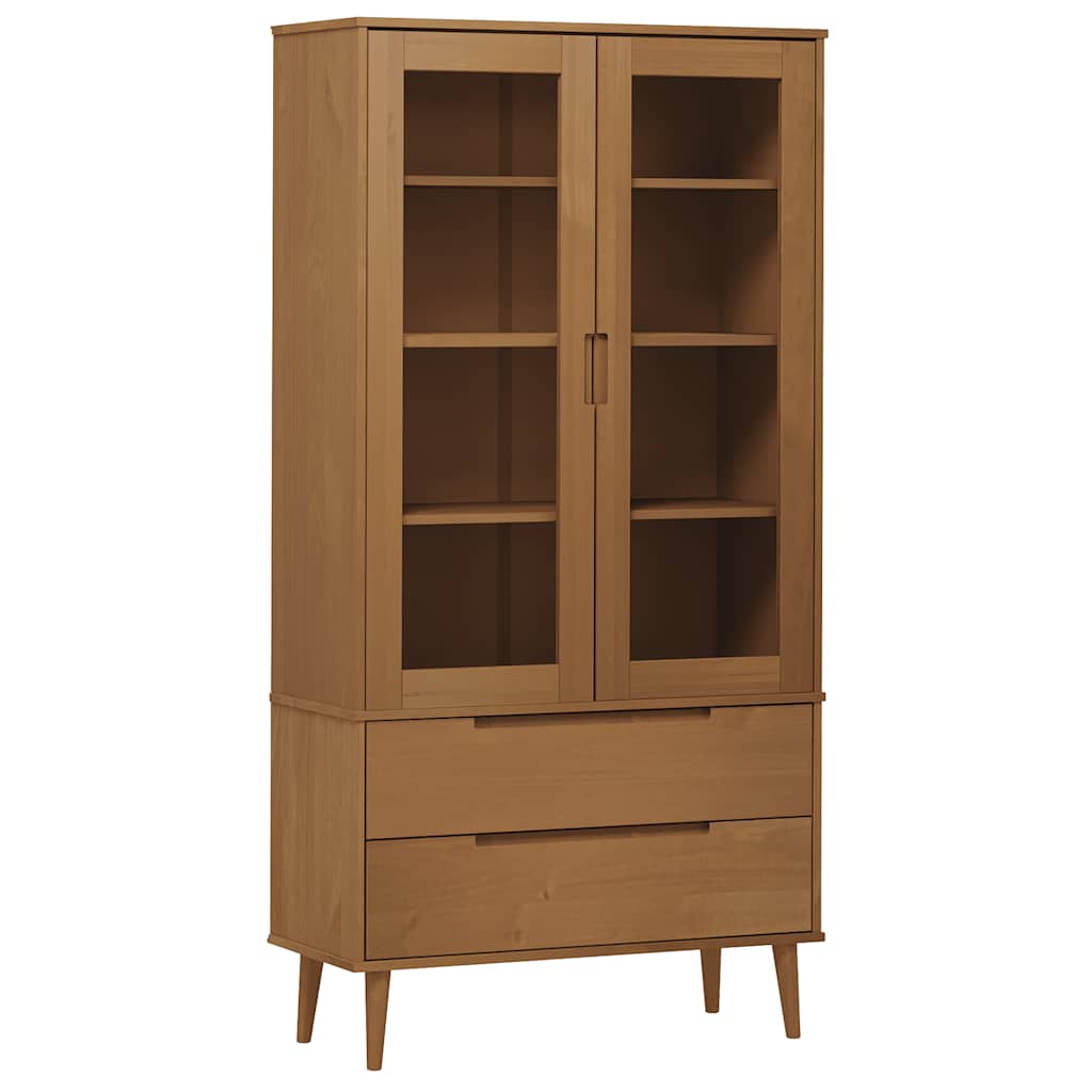 Vitrina MOLDE smeđa 90 x 35 x 175 cm od masivne borovine