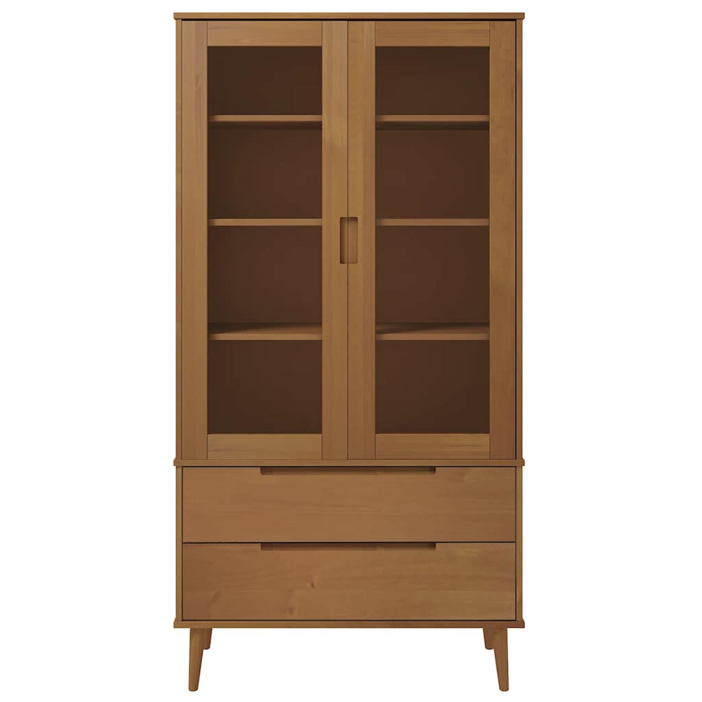 Vitrina MOLDE smeđa 90 x 35 x 175 cm od masivne borovine