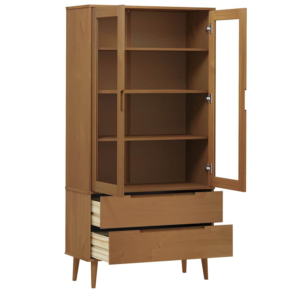 Vitrina MOLDE smeđa 90 x 35 x 175 cm od masivne borovine