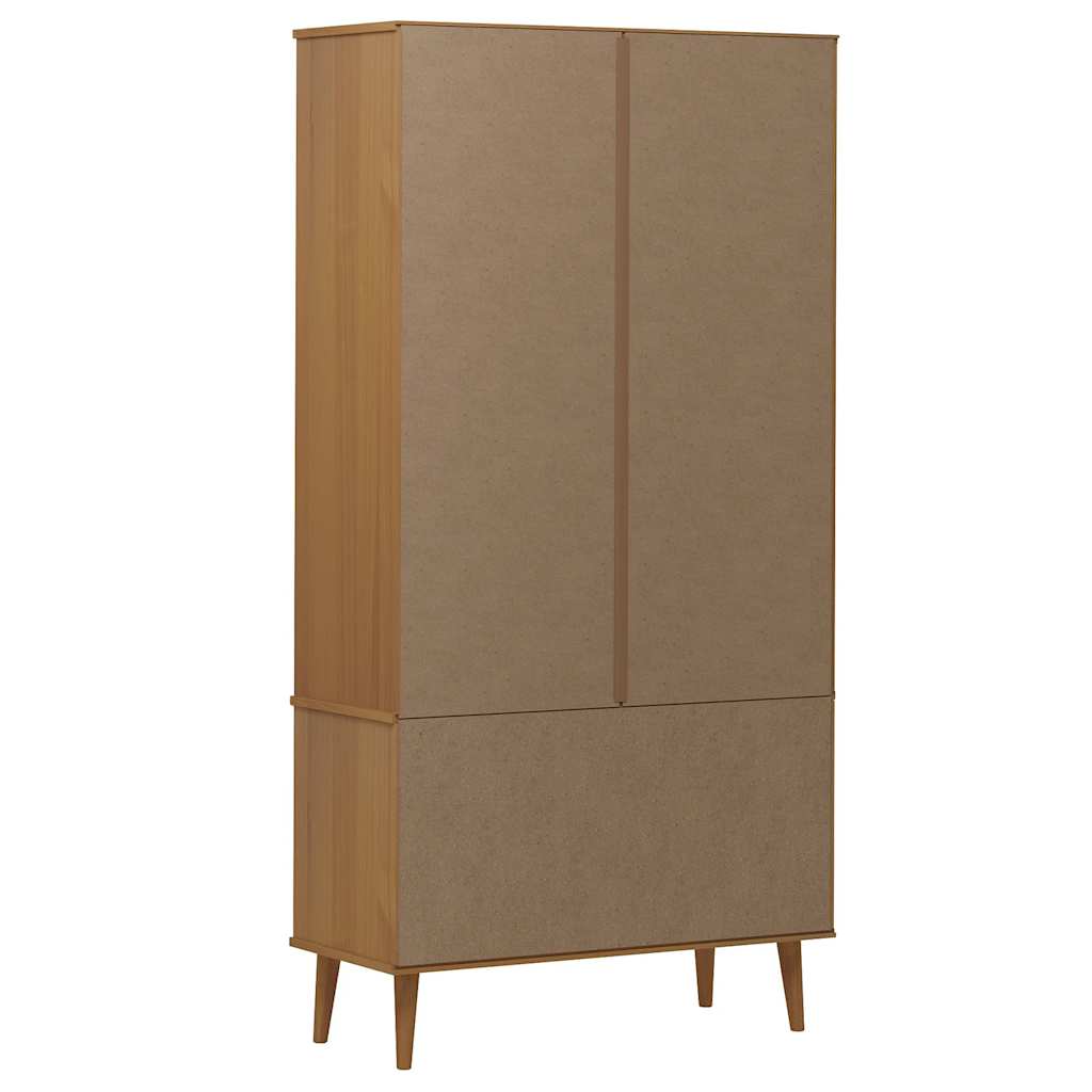 Vitrina MOLDE smeđa 90 x 35 x 175 cm od masivne borovine