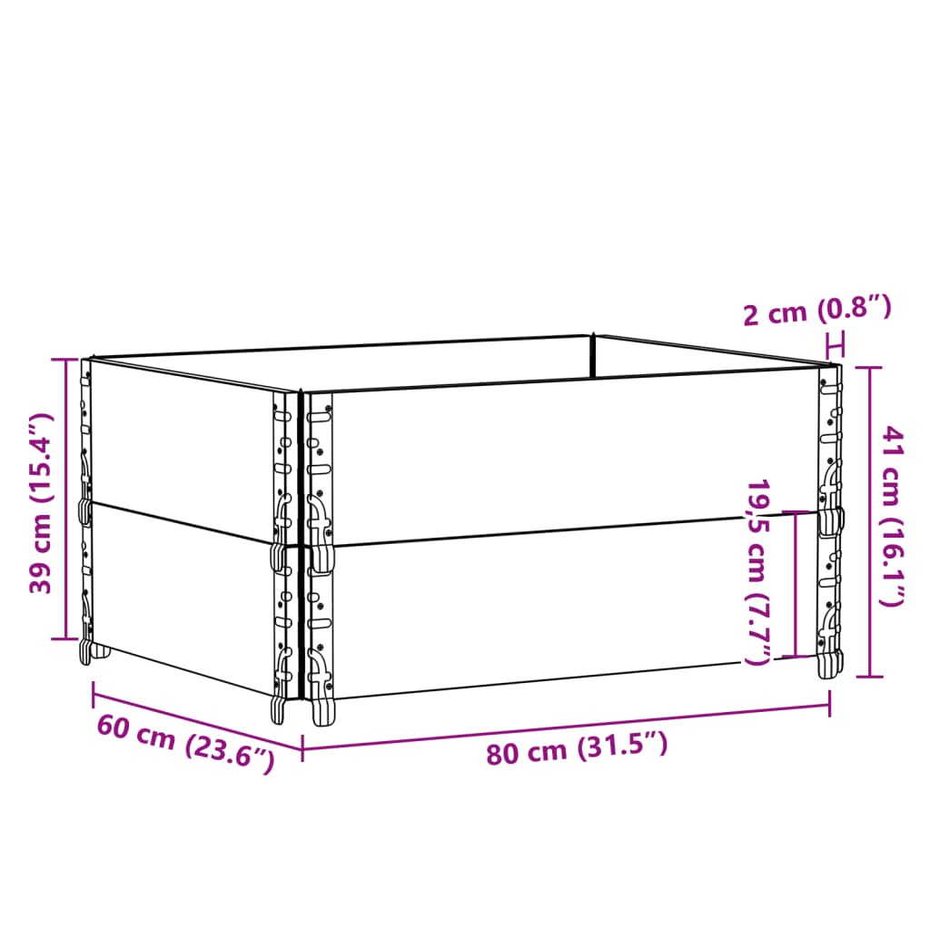 Vrtna sadilica siva 80x60 cm od masivne borovine