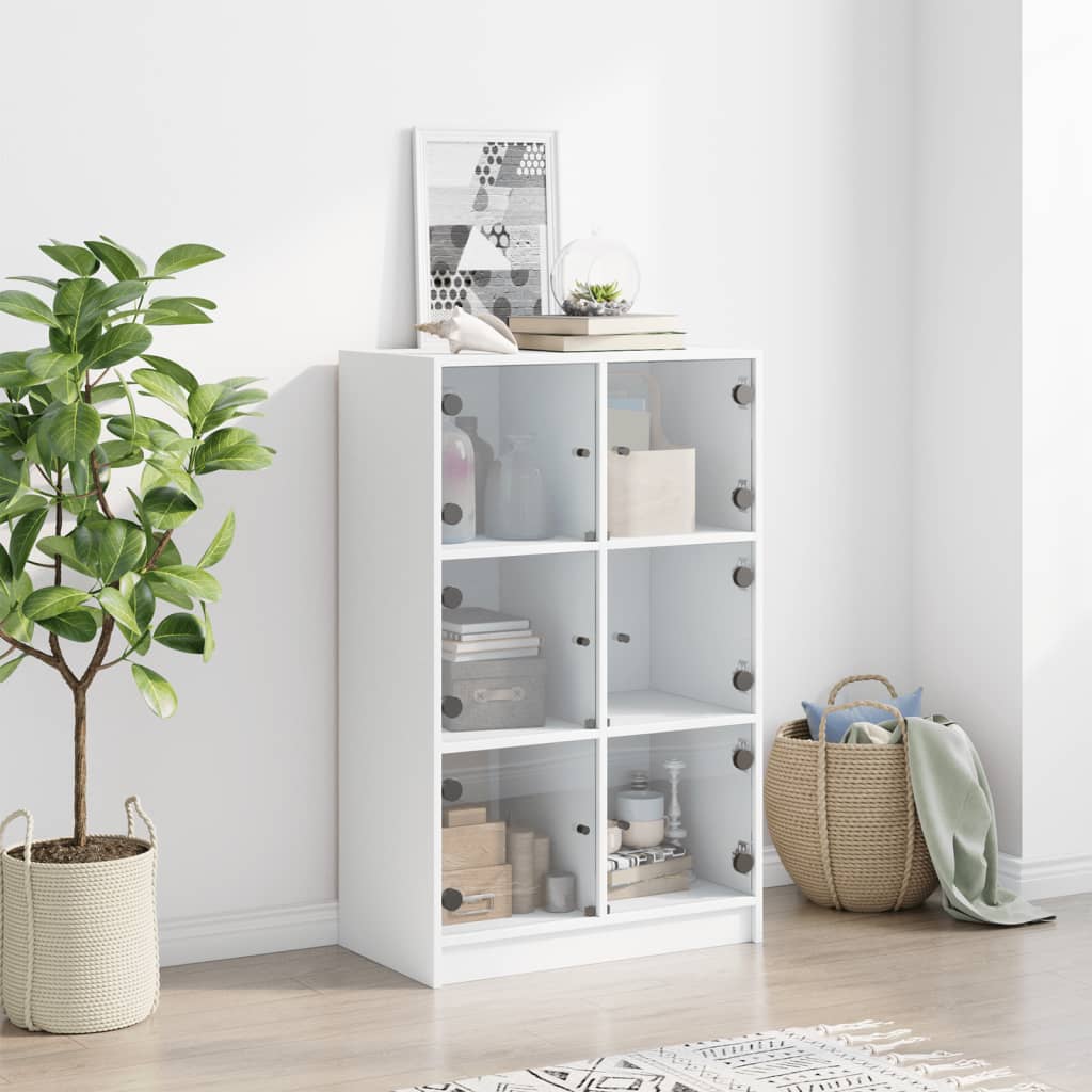 Visoka komoda s vratima bijela 68x37x109 cm konstruirano drvo