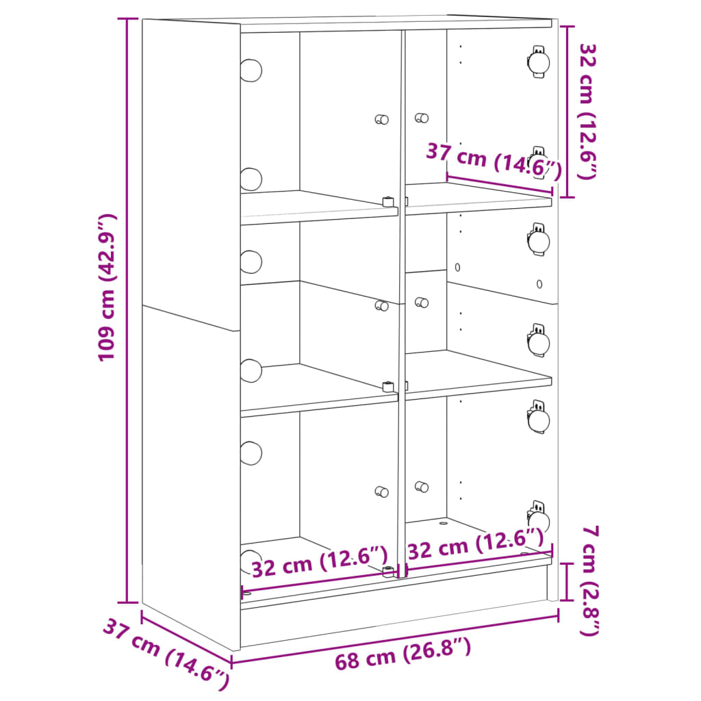 Visoka komoda s vratima bijela 68x37x109 cm konstruirano drvo