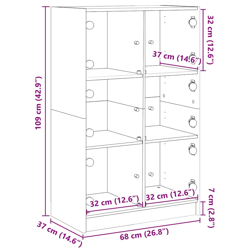 Visoka komoda s vratima 68x37x109 cm konstruirano drvo