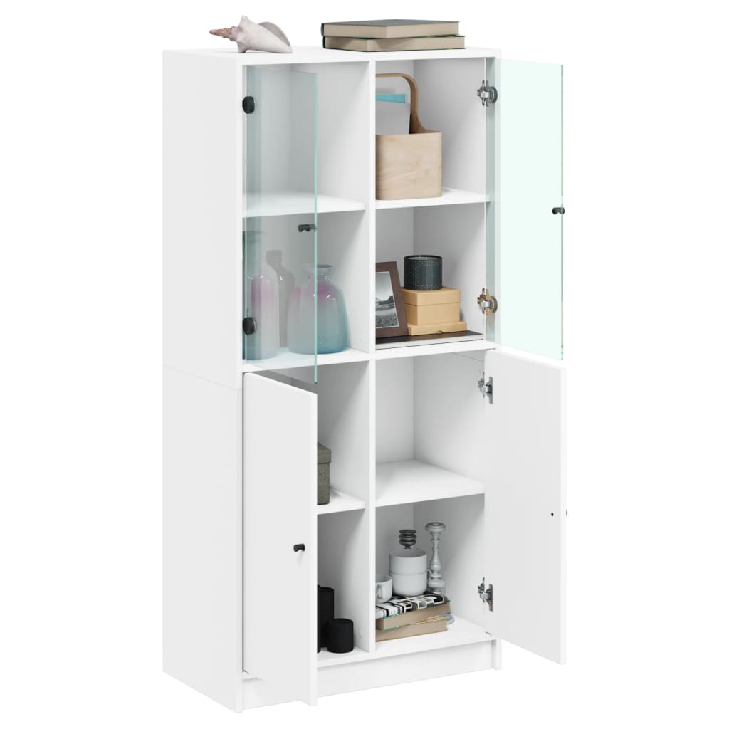 Visoka komoda s vratima bijela 68x37x142 cm konstruirano drvo