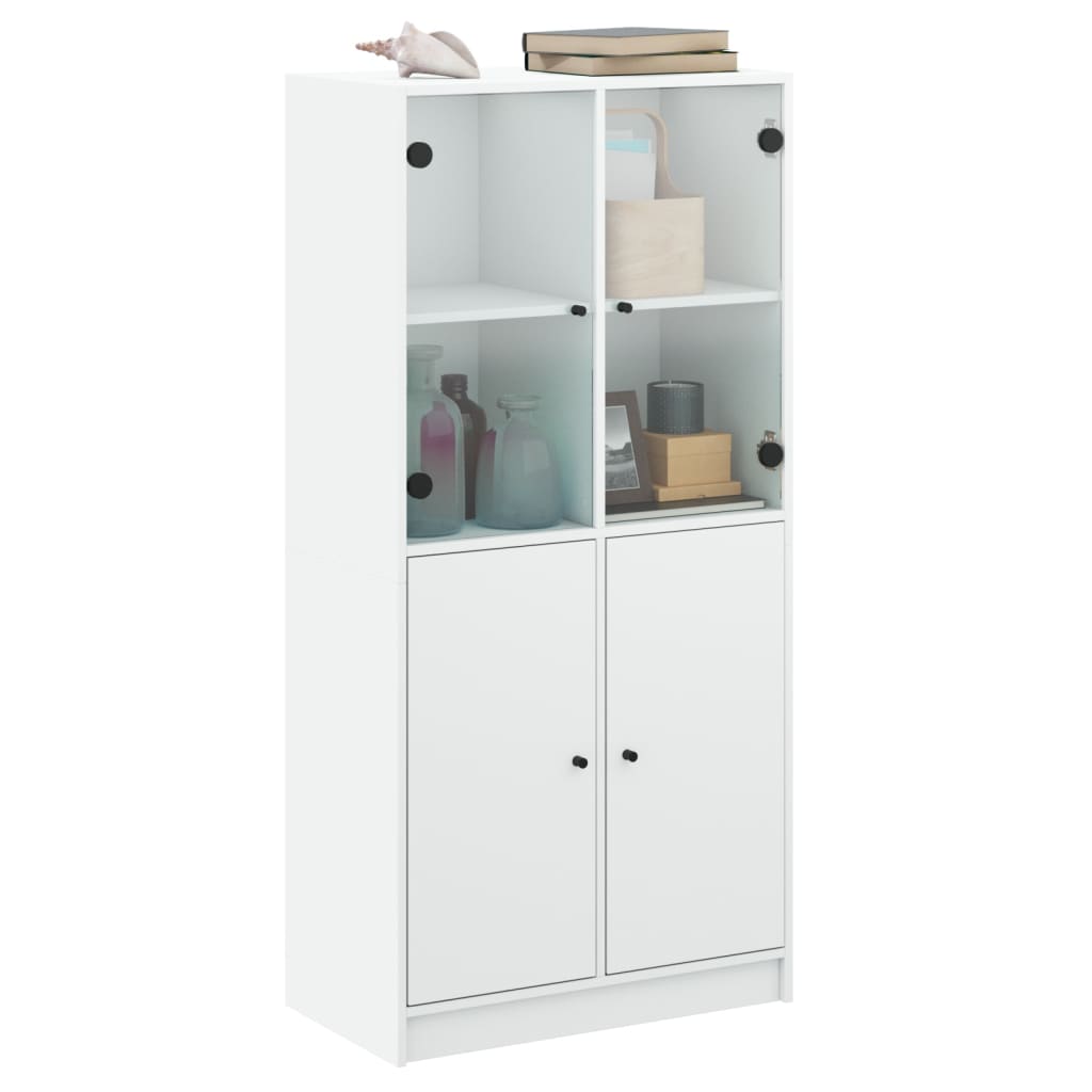 Visoka komoda s vratima bijela 68x37x142 cm konstruirano drvo