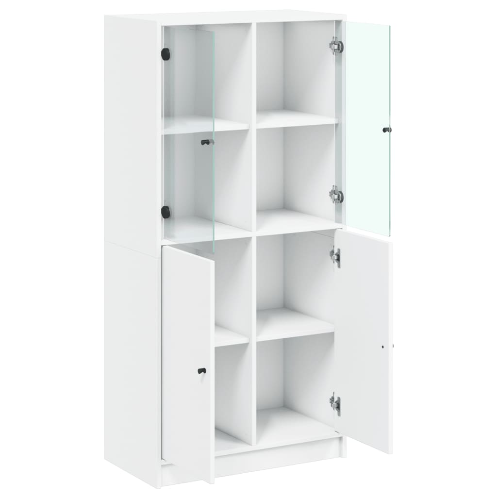 Visoka komoda s vratima bijela 68x37x142 cm konstruirano drvo