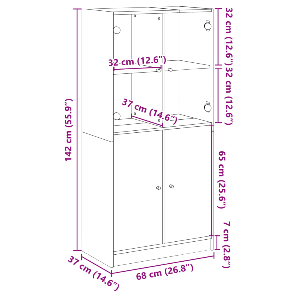 Visoka komoda s vratima 68x37x142 cm konstruirano drvo