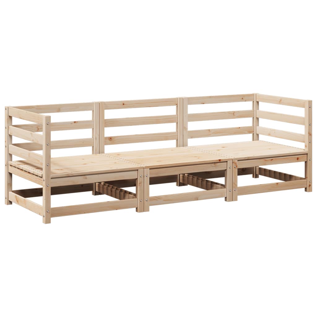 3-dijelni set vrtnih sofa od masivne borovine