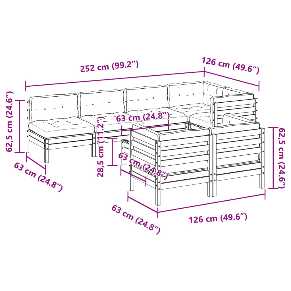 8-dijelni set vrtnih sofa s jastucima od impregnirane borovine