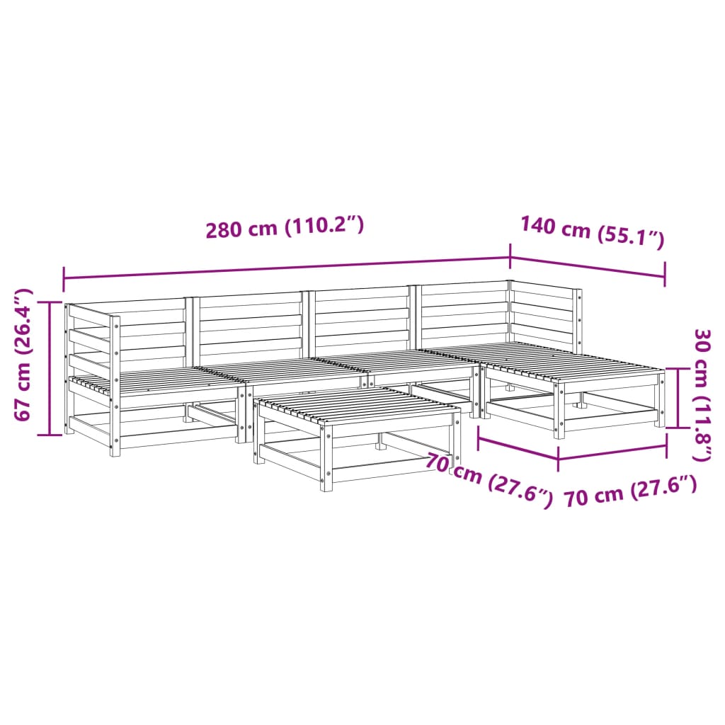 6-dijelni set vrtnih sofa od impregnirane borovine