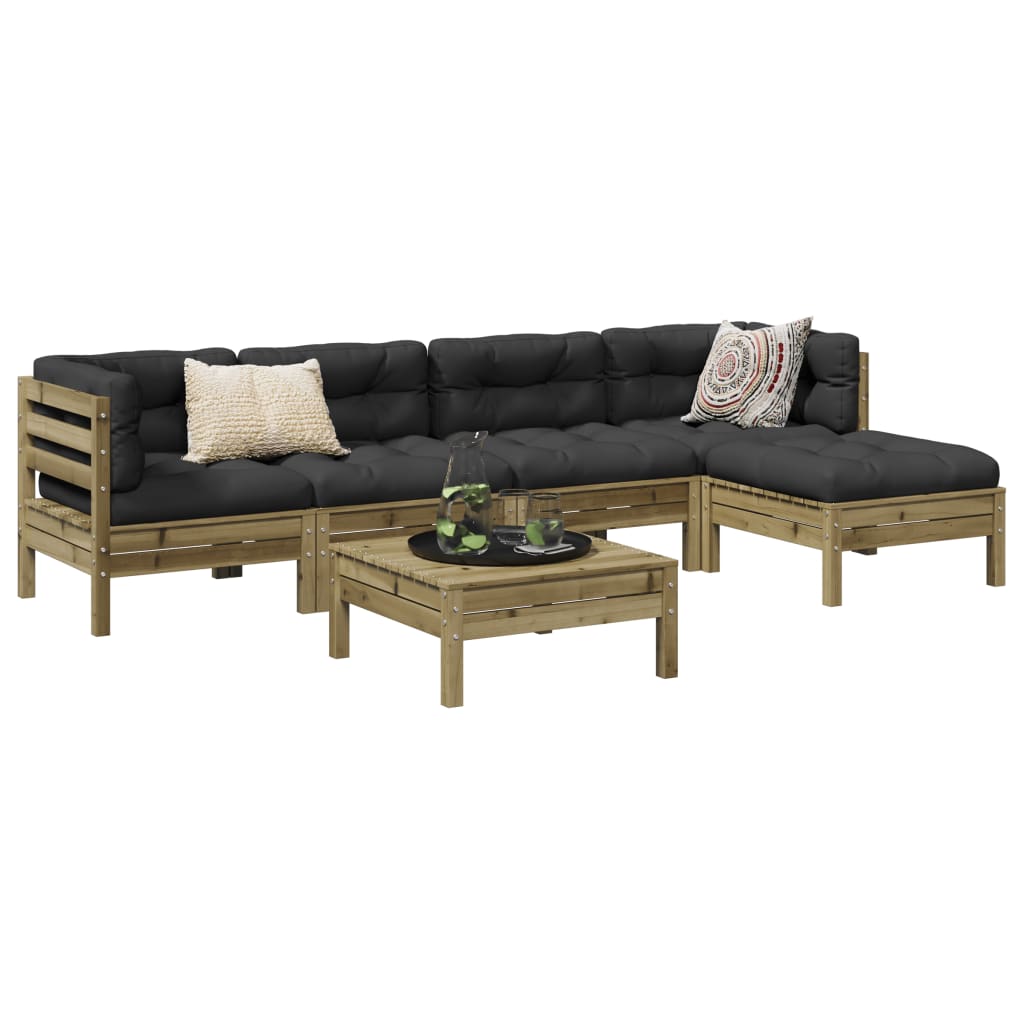 6-dijelni set vrtnih sofa od impregnirane borovine s jastucima