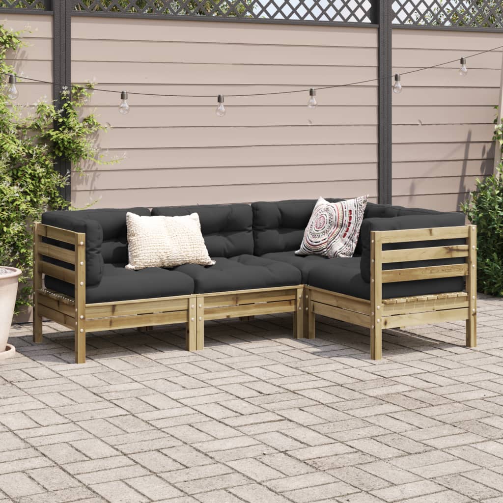 4-dijelni set vrtnih sofa s jastucima od impregnirane borovine