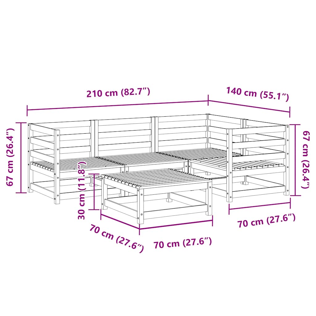 5-dijelni set vrtnih sofa od impregnirane borovine