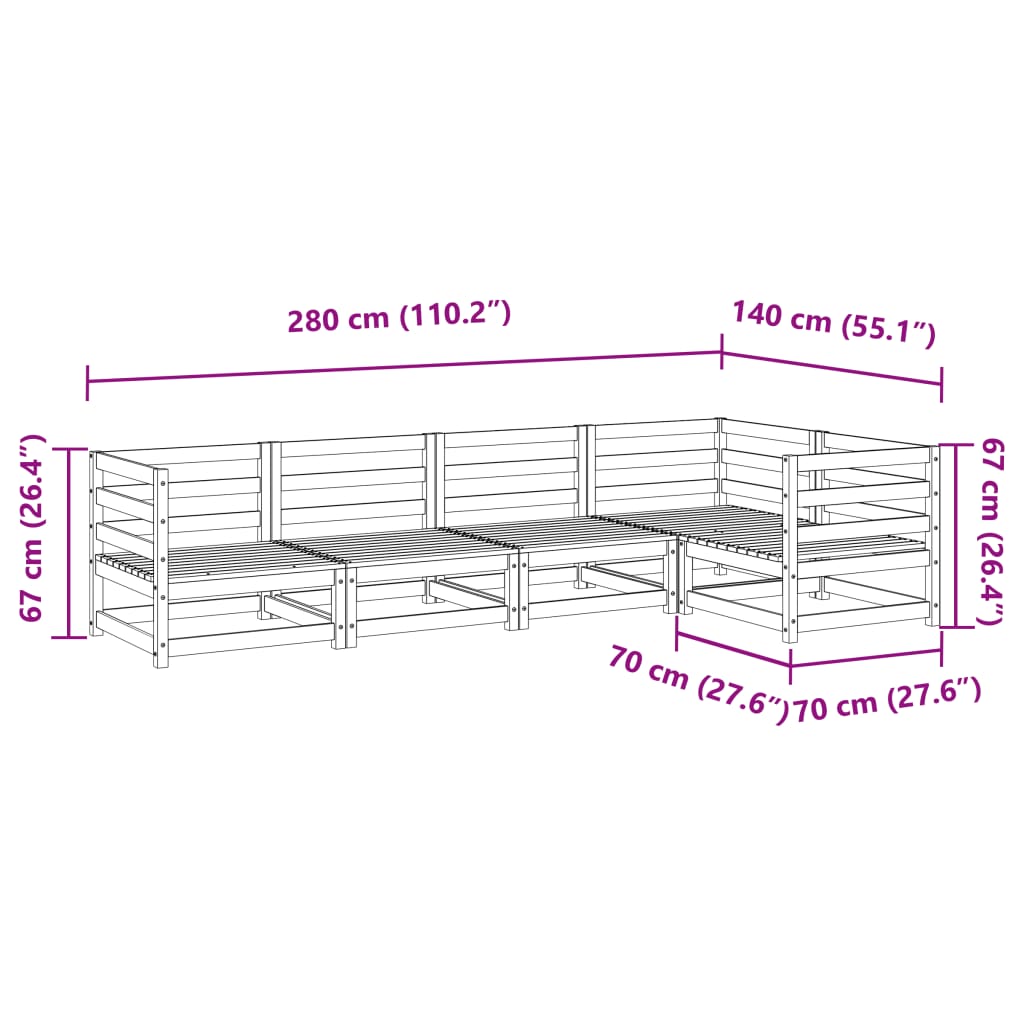 5-dijelni set vrtnih sofa od impregnirane borovine